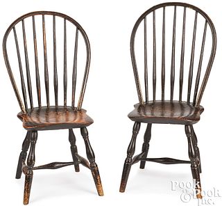 Pair of bowback Windsor side chairs, ca. 1790