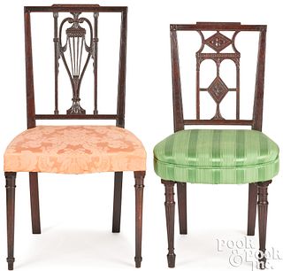 Two Sheraton mahogany dining chairs, ca. 1815