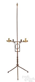Wrought iron and brass adjustable candlestand