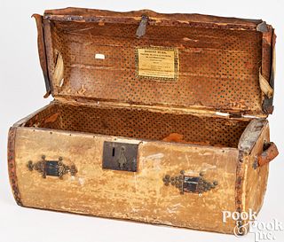 Boston hide covered dome lid box, ca. 1810