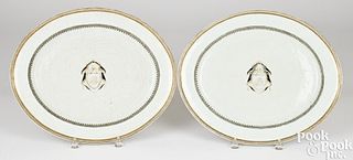 Pair of oval Chinese export porcelain platters
