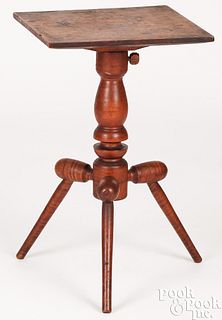 Tiger maple candlestand, 19th c.