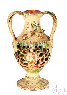 Earthenware vase with reticulated body, 19th c.