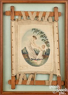 George III English pictorial needlework