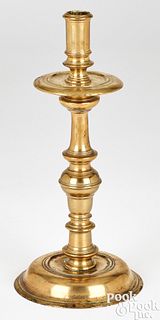 Heavy European brass candlestick, late 17th c.