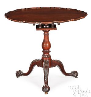 Chippendale carved mahogany piecrust tea table