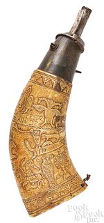 Early Spanish powder horn, 18th c.