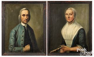 Pair of English oil on canvas portraits