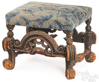 William and Mary upholstered footstool