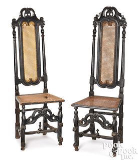 Pair of William and Mary cane seat side chairs