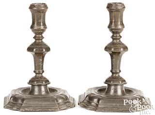 Pair of pewter Queen Anne form candlesticks