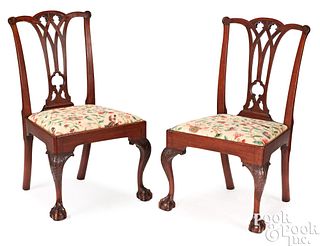 Pair of Philadelphia Chippendale dining chairs