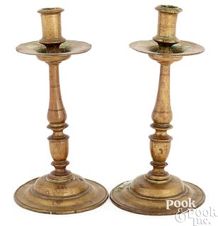 Pair of Northern European brass candlesticks
