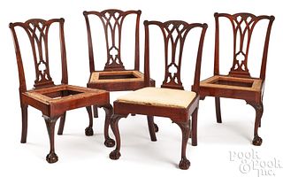 Set of four Philadelphia Chippendale dining chairs