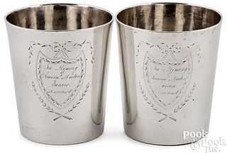 Pair of American silver beakers, ca. 1840