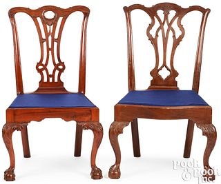 Two Philadelphia Chippendale dining chairs