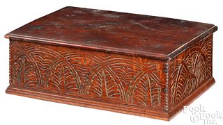 William and Mary carved oak Bible box, ca. 1700