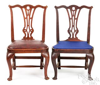 Pair of Queen Anne compass seat dining chairs