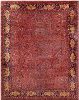 Antique Persian Kashan Rug 12 ft 11 in x 10 ft 4 in (3.93 m x 3.14 m)
