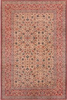 Silk And Wool Vintage Persian Nain Tudeshk Rug 11 ft 1 in x 7 ft 5 in (3.37 m x 2.26 m)