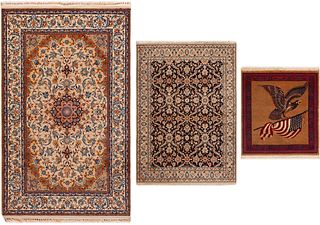 Vintage Silk & Wool Persian Nain Rug+Vintage Silk & Wool Persian Isfahan Rug+Vintage Persian Kashan Rug 3 ft 10 in x 2 ft 8 in (1.16 m x 0.81 m)+5 ft 