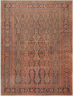 Antique Persian Mohtashem Kashan Rug 13 ft 4 in x 10 ft 0 in (4.06 m x 3.04 m)