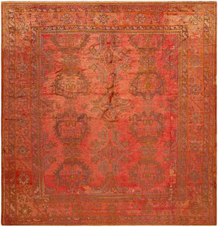 No Reserve Antique Square Turkish Oushak Rug 10 ft 3 in x 10 ft 3 in (3.12 m x 3.12 m)