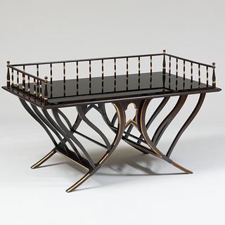 Modern Ebonized Wood Parcel-Gilt Howdah-Form Chair, Fitted as a Low Table