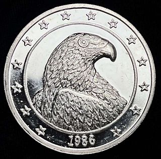 1986 Bald Eagle The International Trade Unit 1 ozt Proof .999 Silver 
