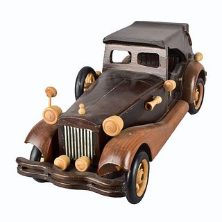 Vintage Wooden Model of a Classic Car