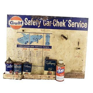 Vintage Gulf Safety Car Advertising Sign