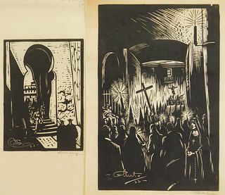2 Hendrik Glintenkamp (1887-1946) wood engravings