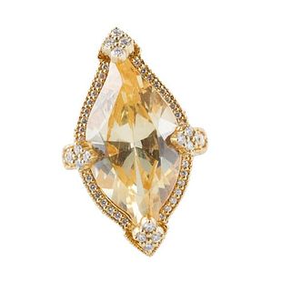 Judith Ripka 18k Gold Diamond Quartz Cocktail Ring