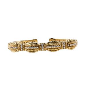 Judith Ripka 18k Gold Diamond Cuff Bracelet