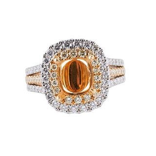 18k Gold Fancy White Diamond Engagement Ring Mounting
