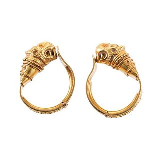 Lalaounis 22k Gold Chimera Earrings