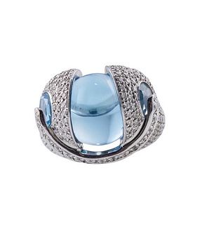 Di Modolo 18k Gold Diamond Blue Topaz Ring