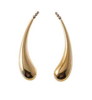 Tiffany &amp; Co Elsa Peretti 18k Gold Diamond Earrings