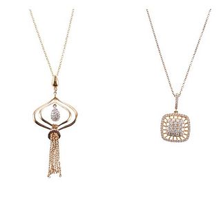 14k Gold Diamond Pendant Necklace Lot of 2