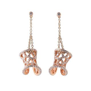 House of Baguettes 18k Rose Gold Diamond Drop Earrings