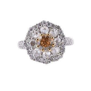 18k Gold Fancy Diamond Cluster Ring