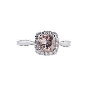 18k Gold Morganite Diamond Engagement Ring