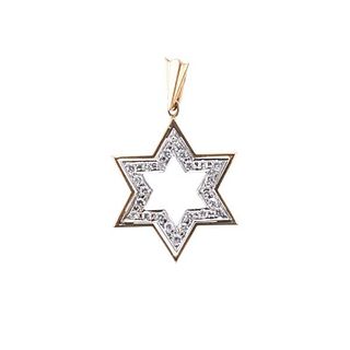 14k Gold Diamond Star of David Pendant