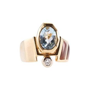 Manfredi 18k Gold Diamond Blue Topaz Ring