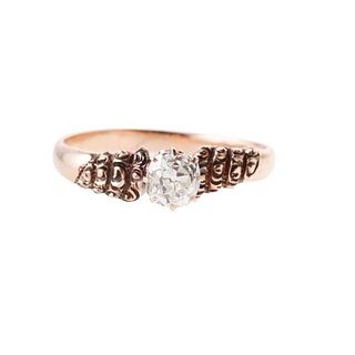 Antique 14k Gold Old Mine Cut Diamond Engagement Ring