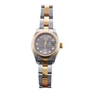 Rolex Datejust 18k Gold Steel Diamond Ladies Watch 79173