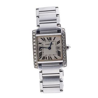 Cartier Tank Francaise Stainless Steel Diamond Watch 2465