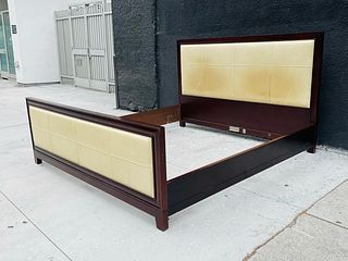 Mahogany & Leather Queen Bed by Barbara Barry for Baker Furniture