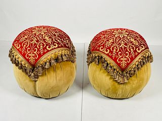 Middle Eastern Style Poufs With Tassels, USA 1970s