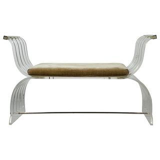 Stunning Lucite & Aluminum "Angel Wings" Bench, USA 1970's